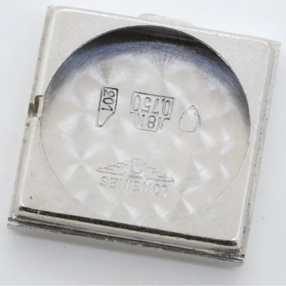 Longines antique 18K WG 0.20CT VS diamond square shaped ladies watch - Picture 8 of 12